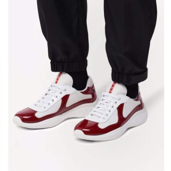 Prada Men's Patent Leather / Technical Fabric America's Cup Sneakers NEW IN BOX - Picture 1 of 8